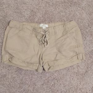 Hollister Khaki-Colored Linen/Cotton Shorts
